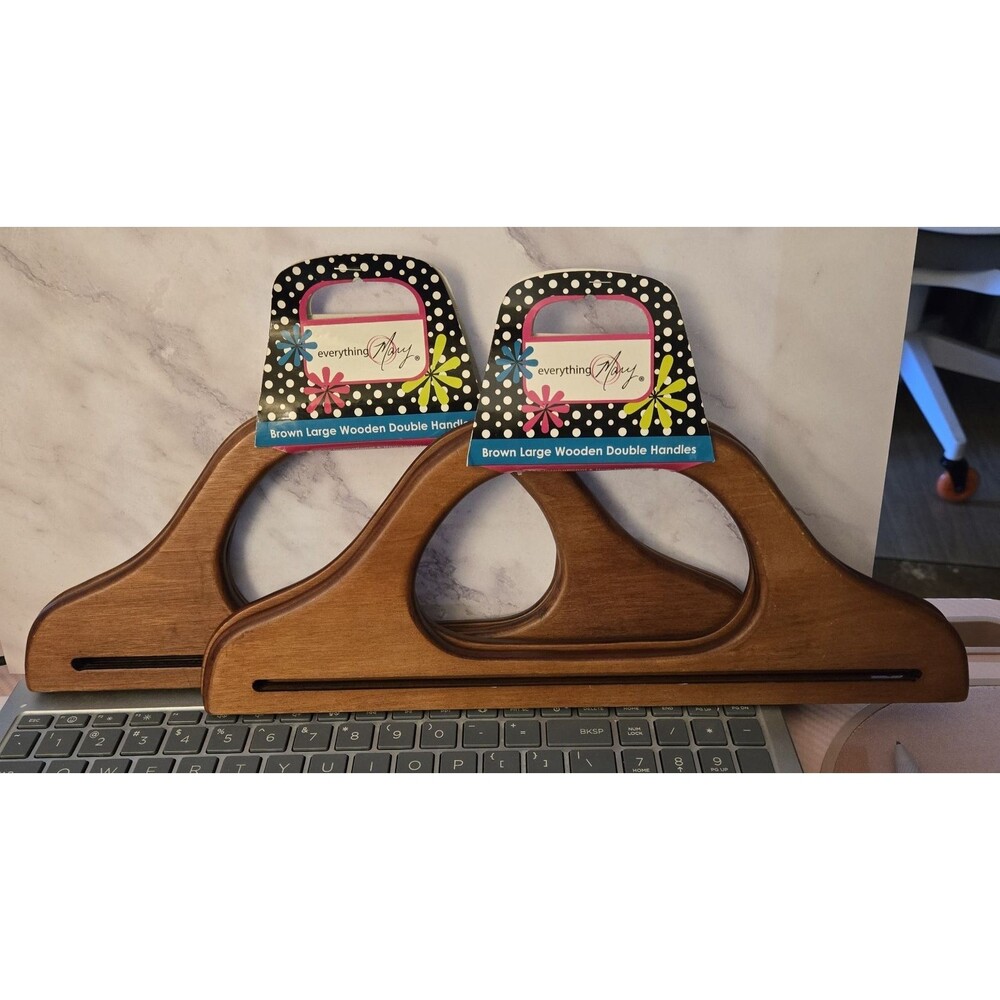 Everything Mary 13.75" Wooden Double Handles EVM 3290 DIY Purse Bag - 2 Sets New